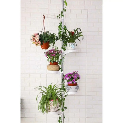 5-Tier Adjustable Tension Rod Plant Holder Rack