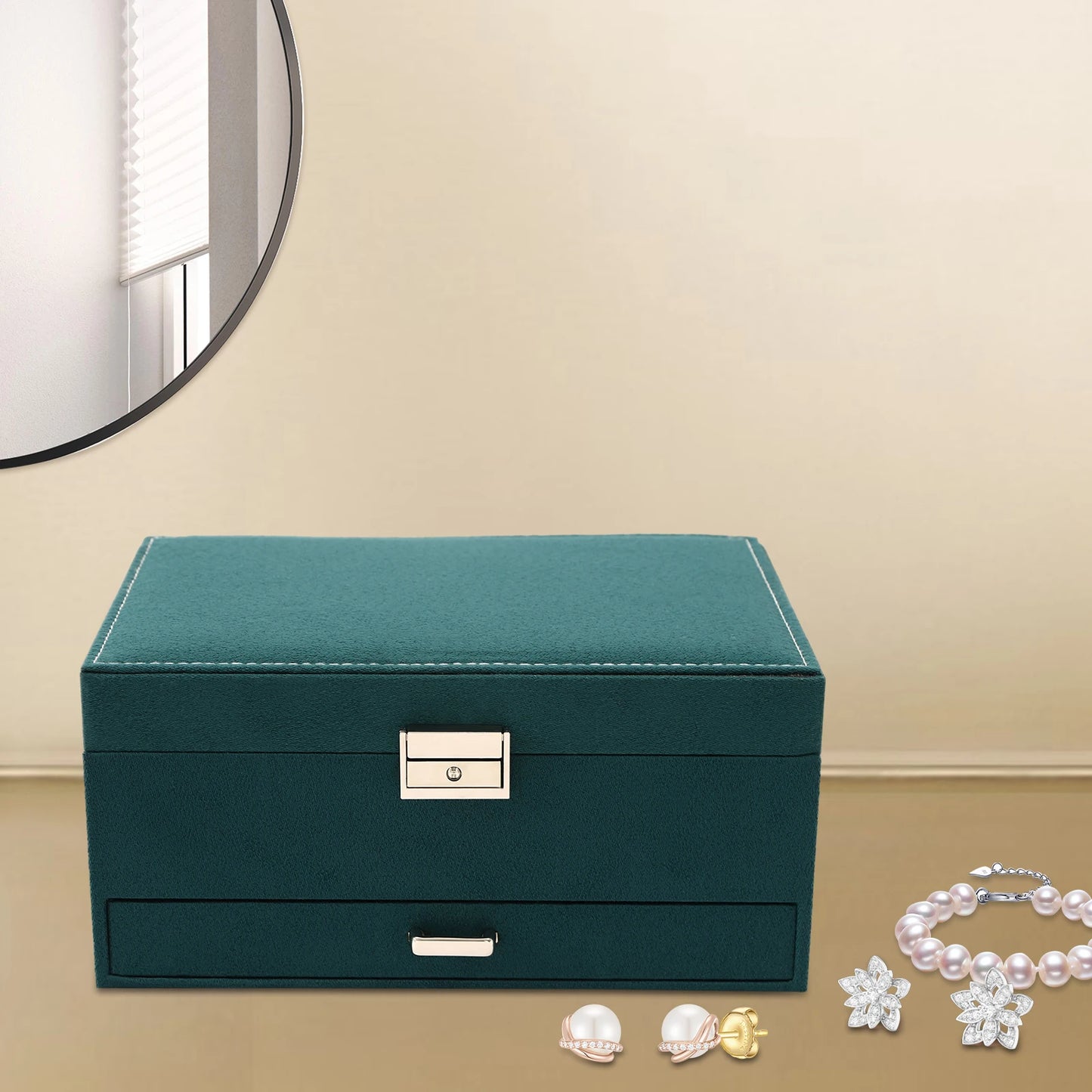 3Tier Large Capacity Jewelry Box with Safety Lock