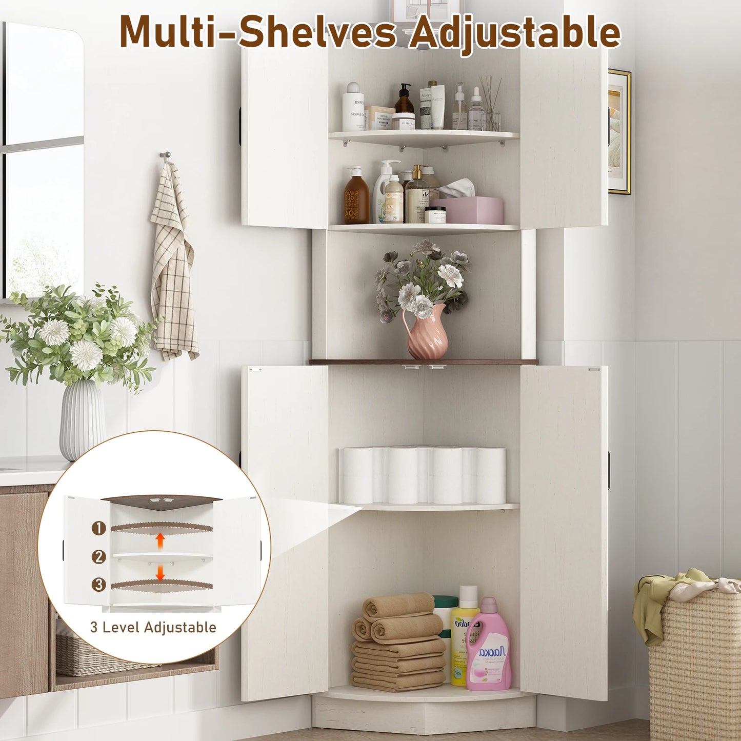 67" Corner Storage Cabinet with Barn Doors