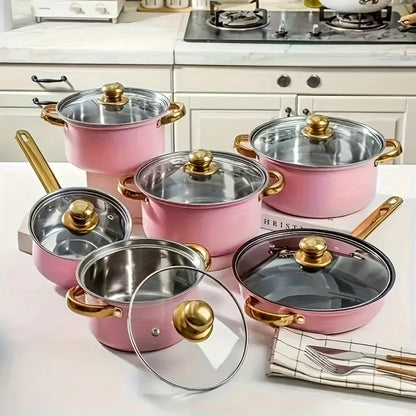 12-Pc Nonstick Fry Pan Set, Stainless Steel