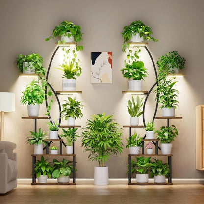 Plant Stand Indoor with Multiple Grow Lights