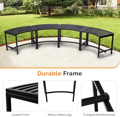 Weatherproof Outdoor Metal Curved Bench Set Bench