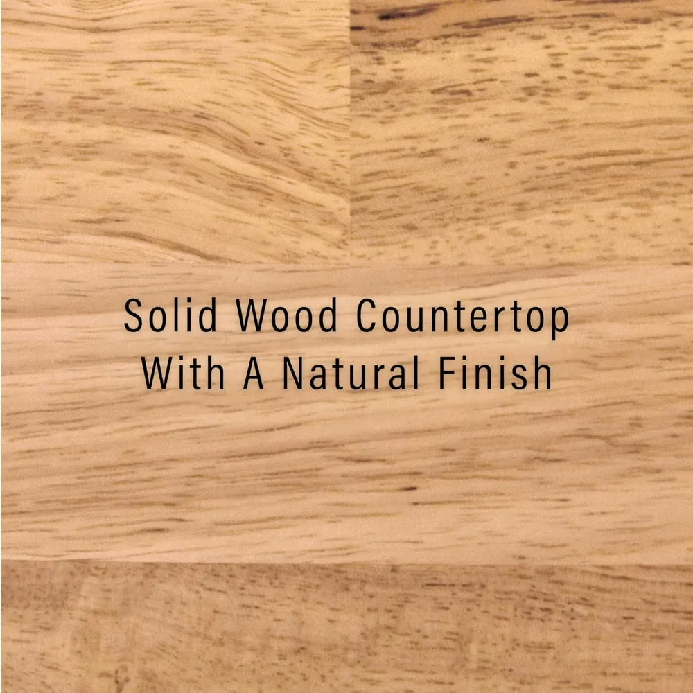 Style Mobile Kitchen Island with Wood Top