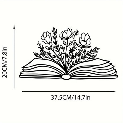 Book with Flowers Metal Wall Art