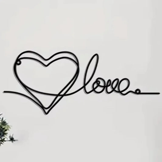 Sleek Iron Heart Wall Decor Love Line