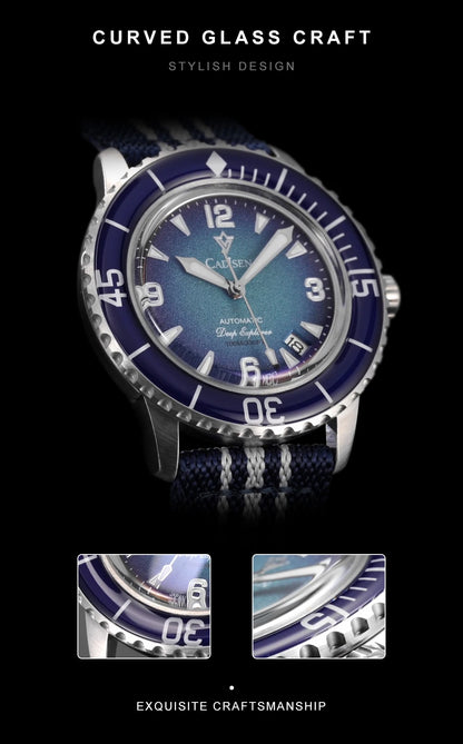 Men's Automatic Mechanical Watch Canvas Strap Wristwatch