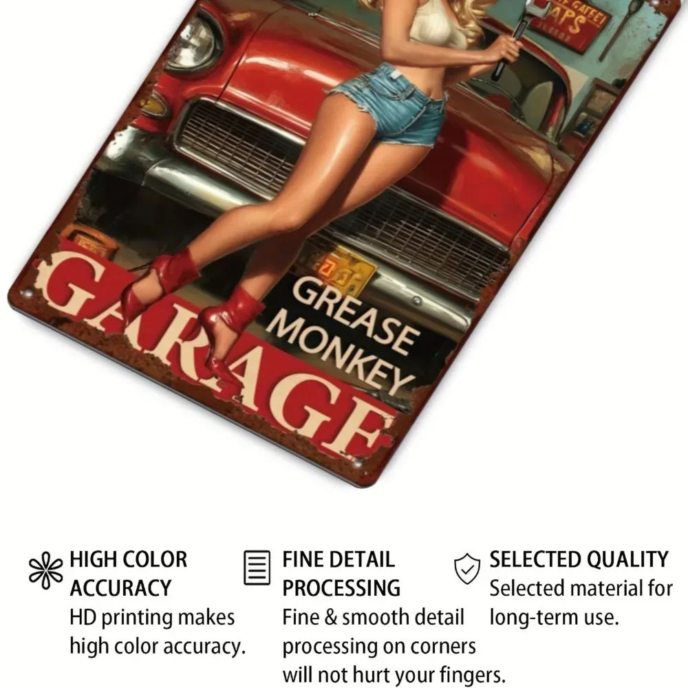 Retro Decor Monkey Goddess Distressed Tin Sign