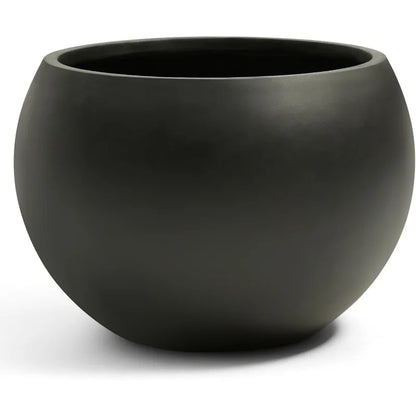 Black 16.6" Spherical Fiberstone Extra Large Planter