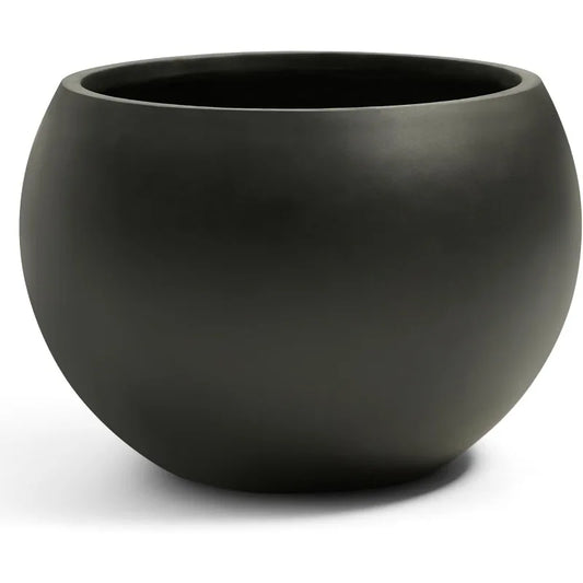 Black 16.6" Spherical Fiberstone Extra Large Planter