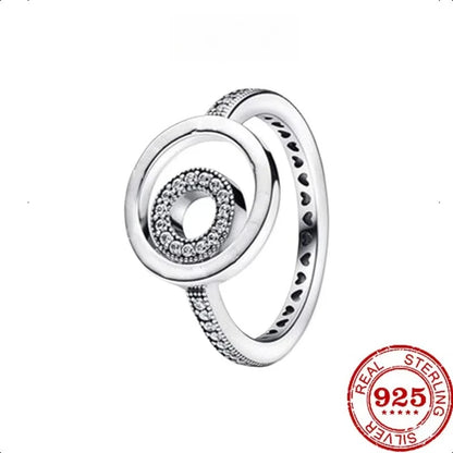 Silver Heart-shaped Classic Retro Rings Zircon