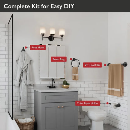 Bathroom Accessory Set Matte Black Towel Bar