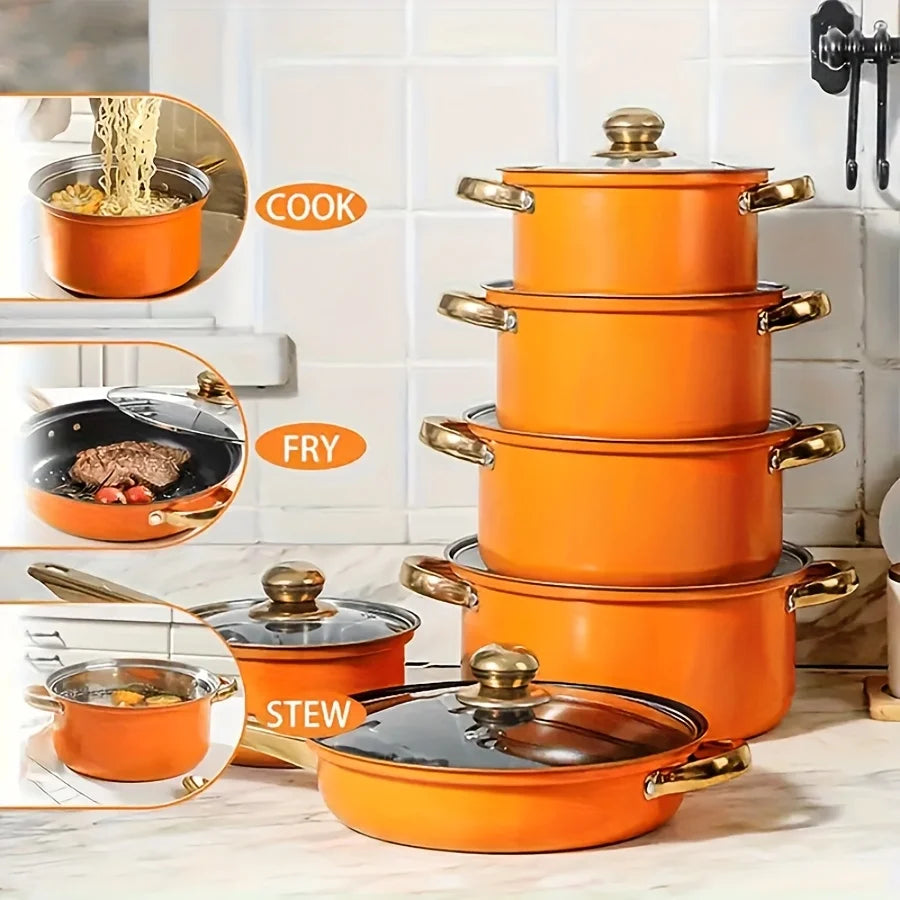 12-Pc Nonstick Fry Pan Set, Stainless Steel