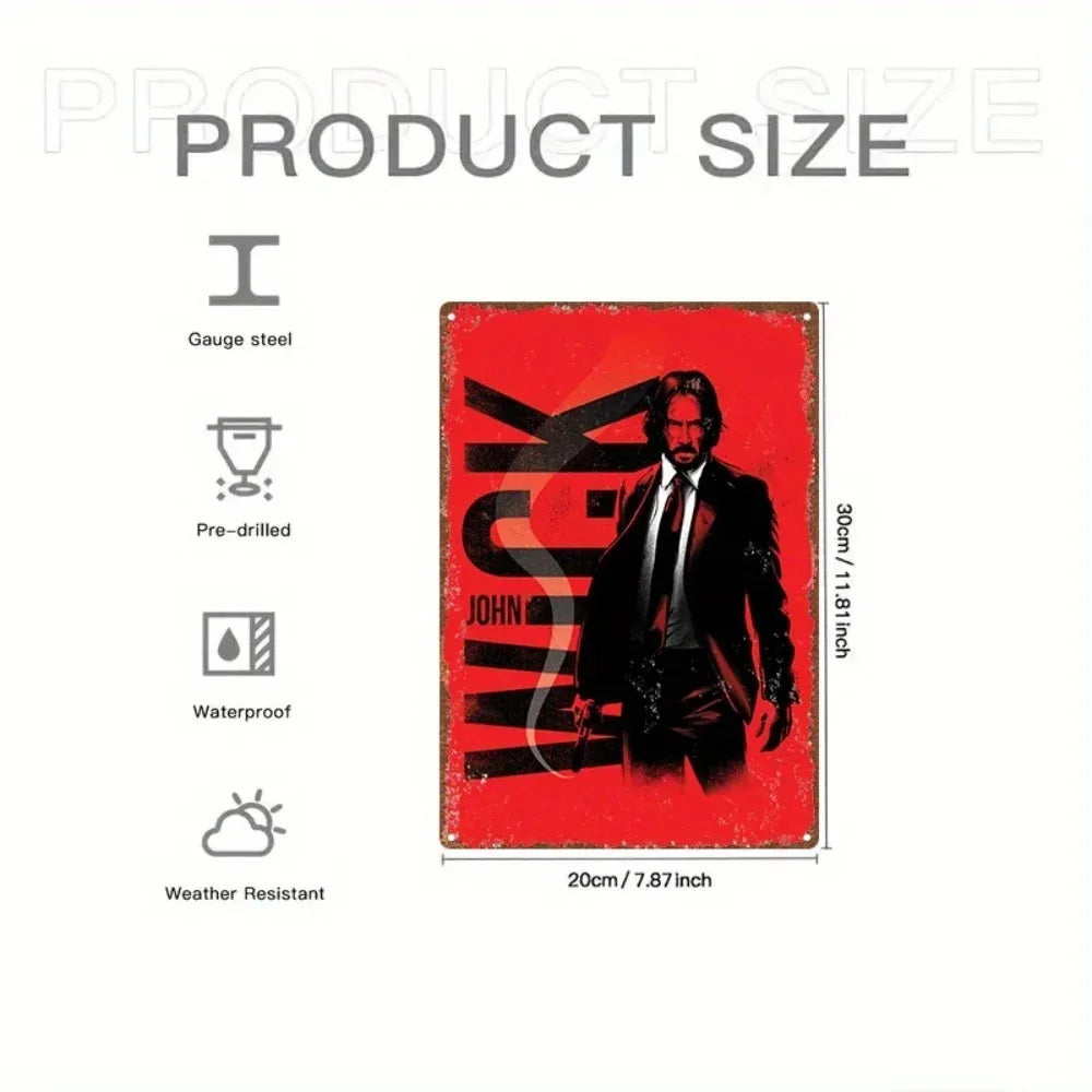 Embossed John Wick Retro Aluminum Wall Sign