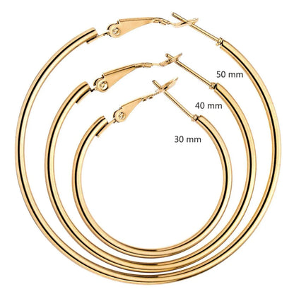Smooth Open Hoop Earrings Stainless Steel Jewelry