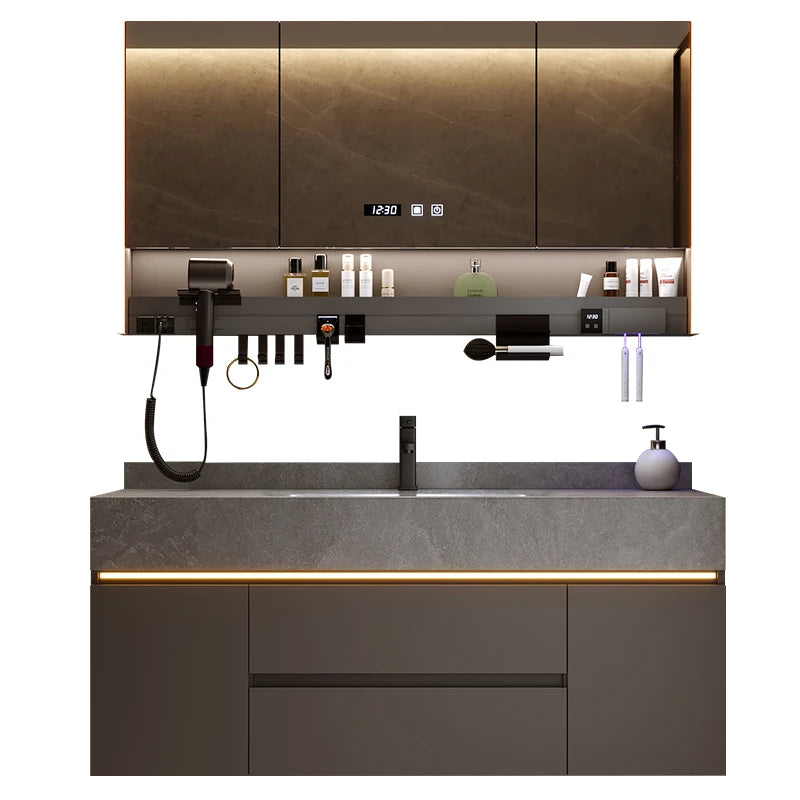 Bathroom Cabinet with Rock Plate Integrated Basin