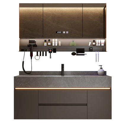 Bathroom Cabinet with Rock Plate Integrated Basin
