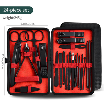 24pcs Black Nail Clippers Kit, Ultra Sharp