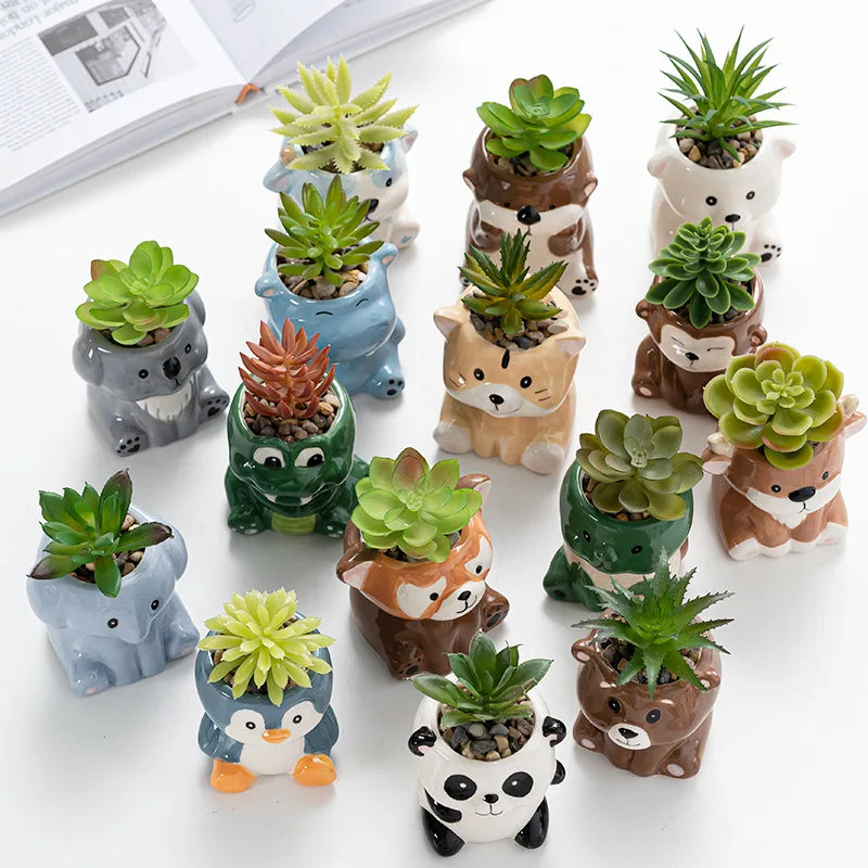 Cartoon Animal Ceramic Flower Pot Table Display