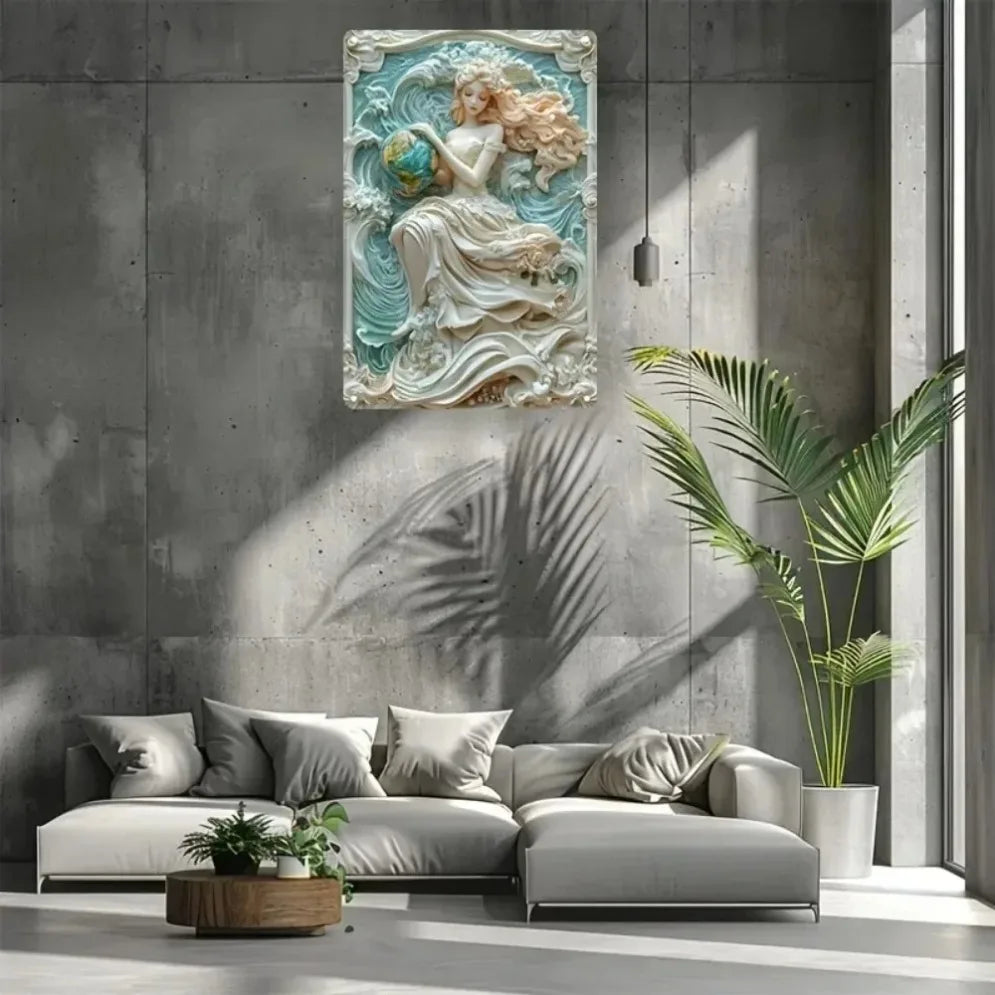 Retro Iron Earth Goddess Art Plaque Decor