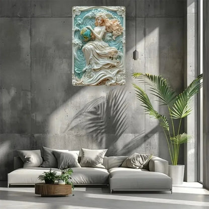 Retro Iron Earth Goddess Art Plaque Decor