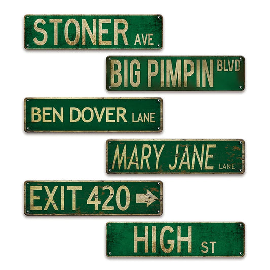6pcs Vintage Rustic Retro Street Signs, 4" x 16"