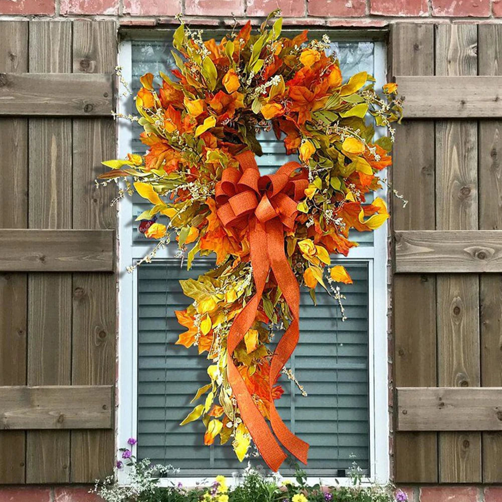 Thanksgiving Farmhouse Autumn Wreath Decor Maple Leaf