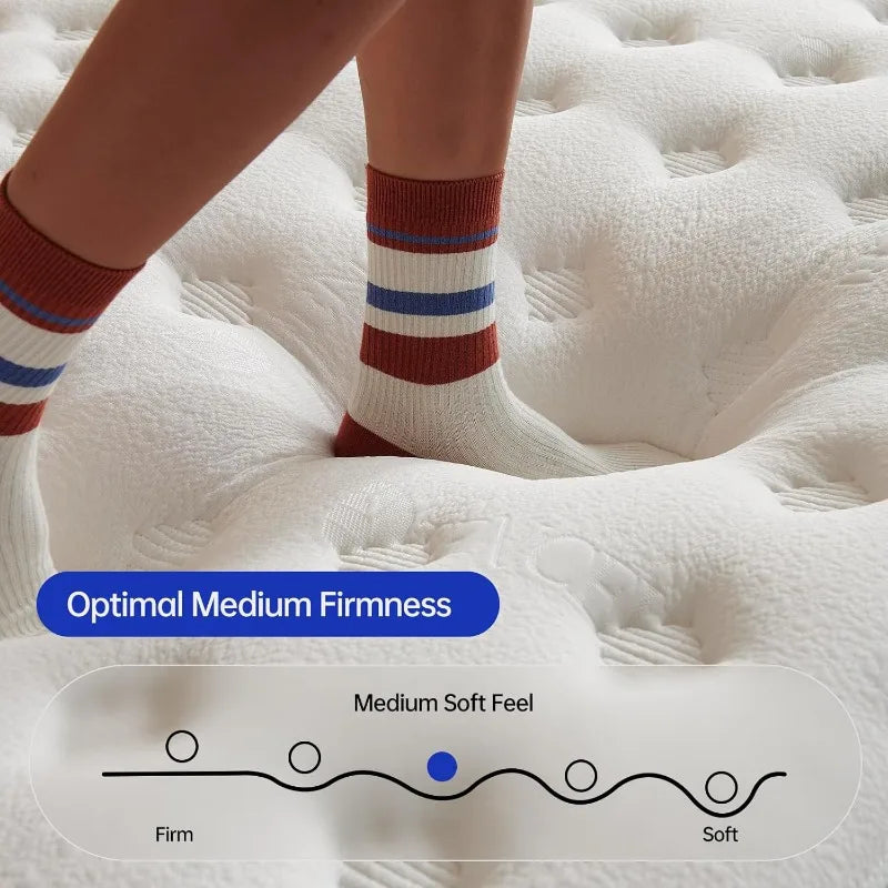 12" Queen Size Mattress, Hybrid In Box