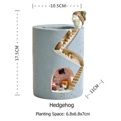 Creative Hedgehog Planter, Resin Flower Pots for Succulents