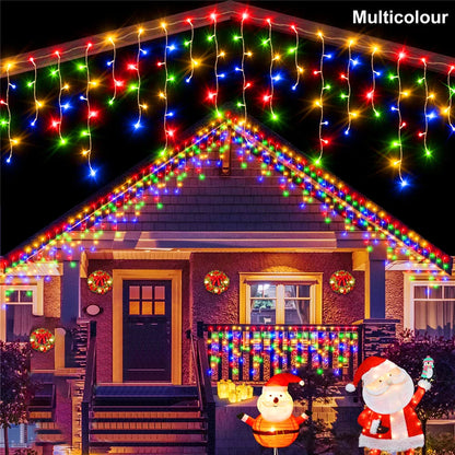 Christmas Decorations Lights Solar Icicle Curtain Lights
