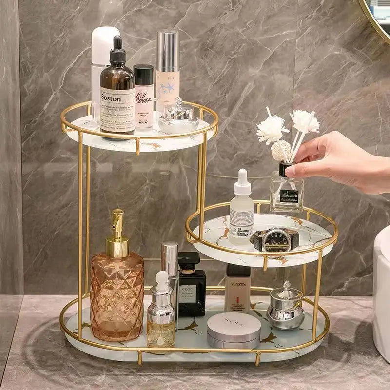 Bathroom cosmetics storage rack at your fingertips