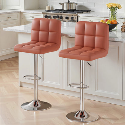 2 PCS Set Counter Stools With Footrest Adjustable