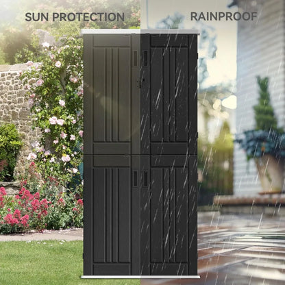 Waterproof vertical shed with 4-tier storage