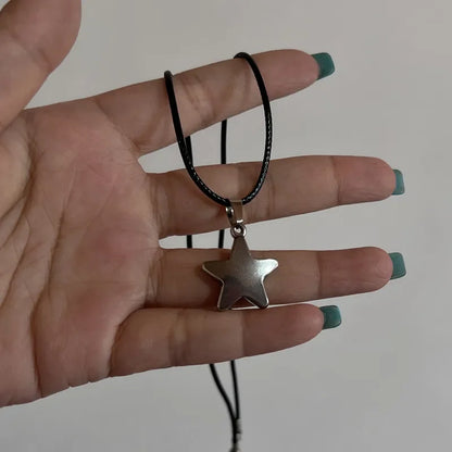 Hollow Titanium Steel Star Pentagram Pendant Necklace