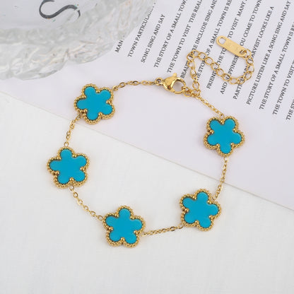 Luxury Stainless Steel Adjustable Five Flower Bracelet