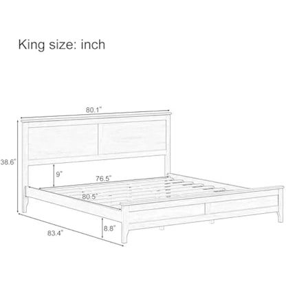 Contemporary Wooden King Bed with Headboard