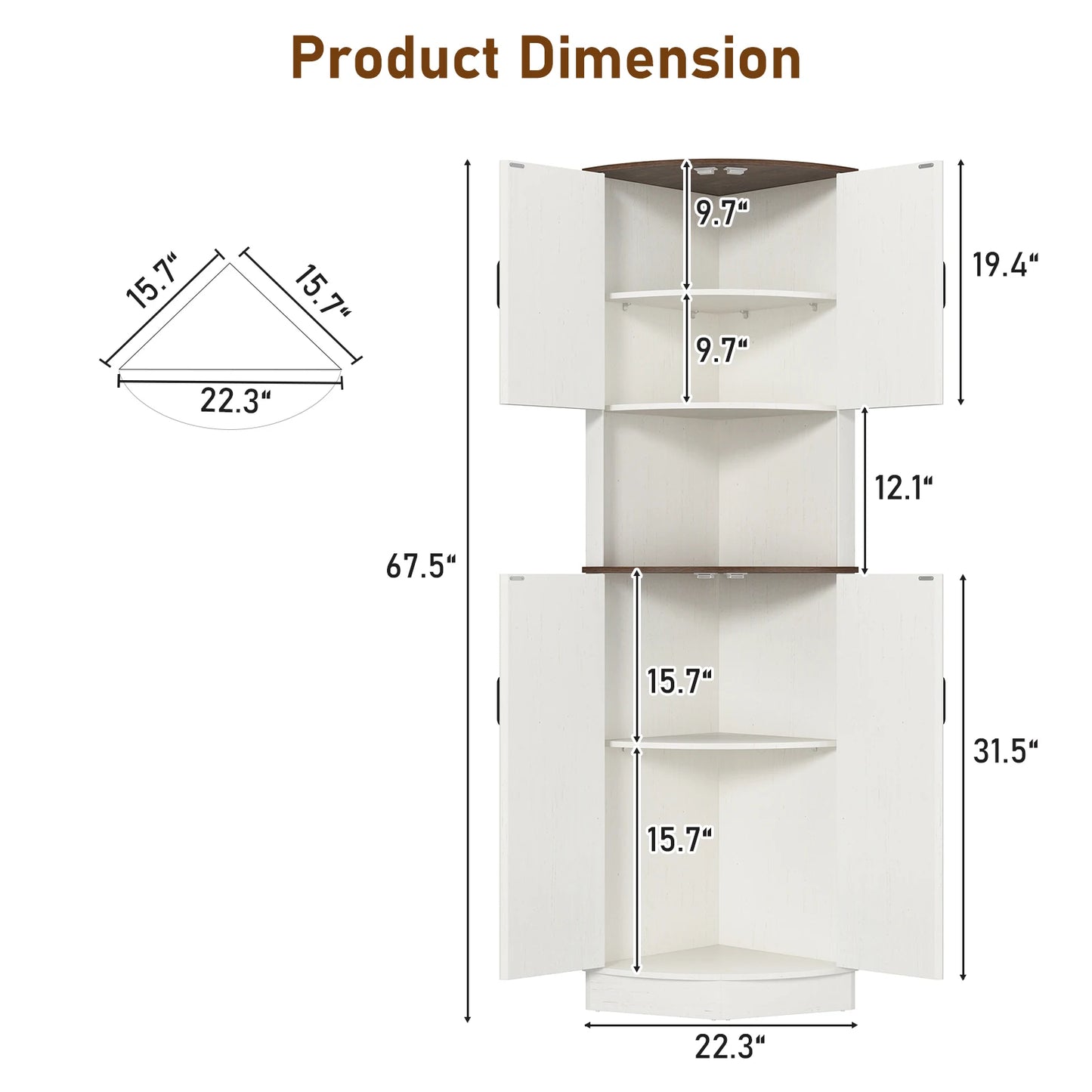 67" Corner Storage Cabinet with Barn Doors