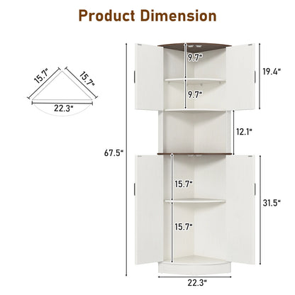 67" Corner Storage Cabinet with Barn Doors