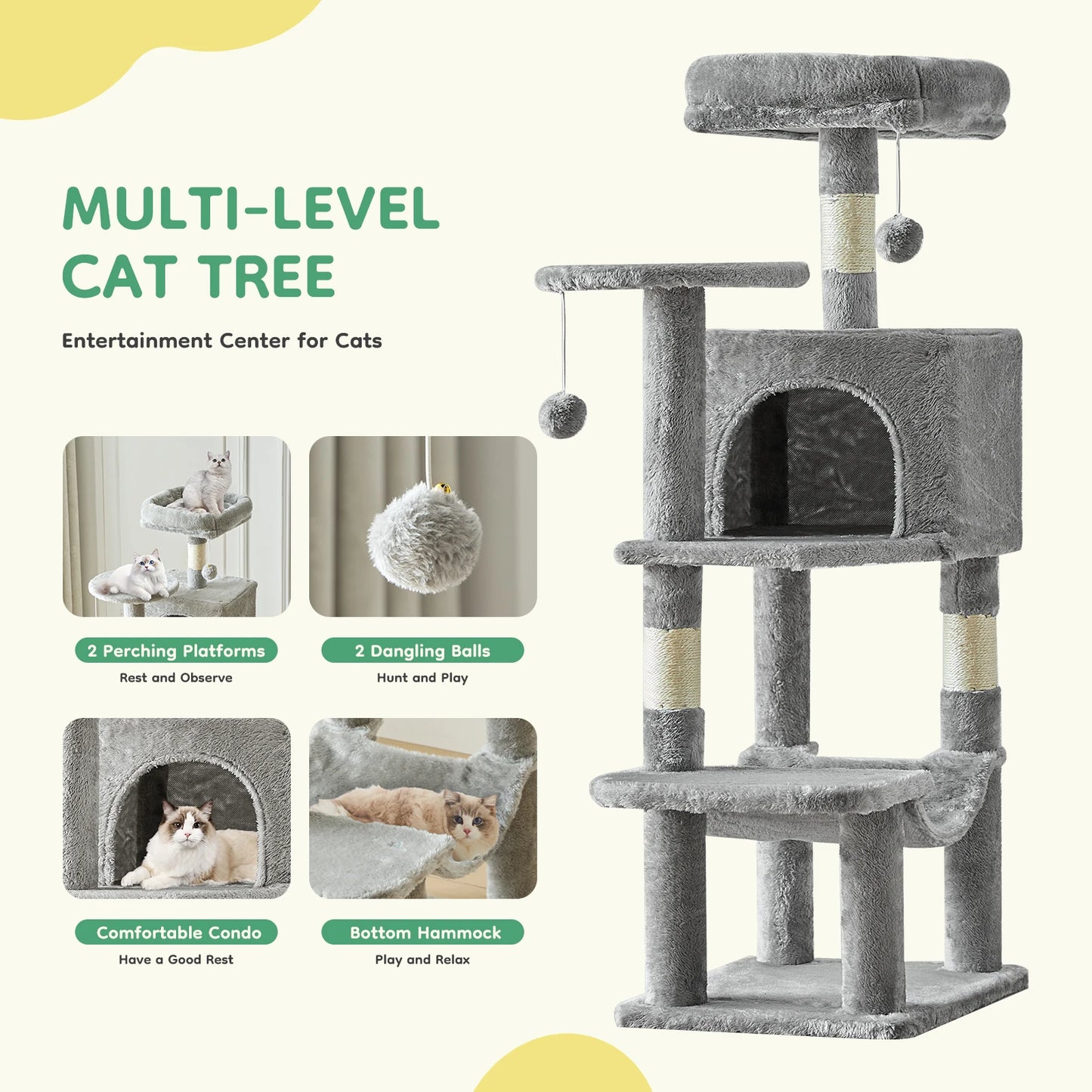 Tall Multi-Cat Climbing Cat Tree Tower