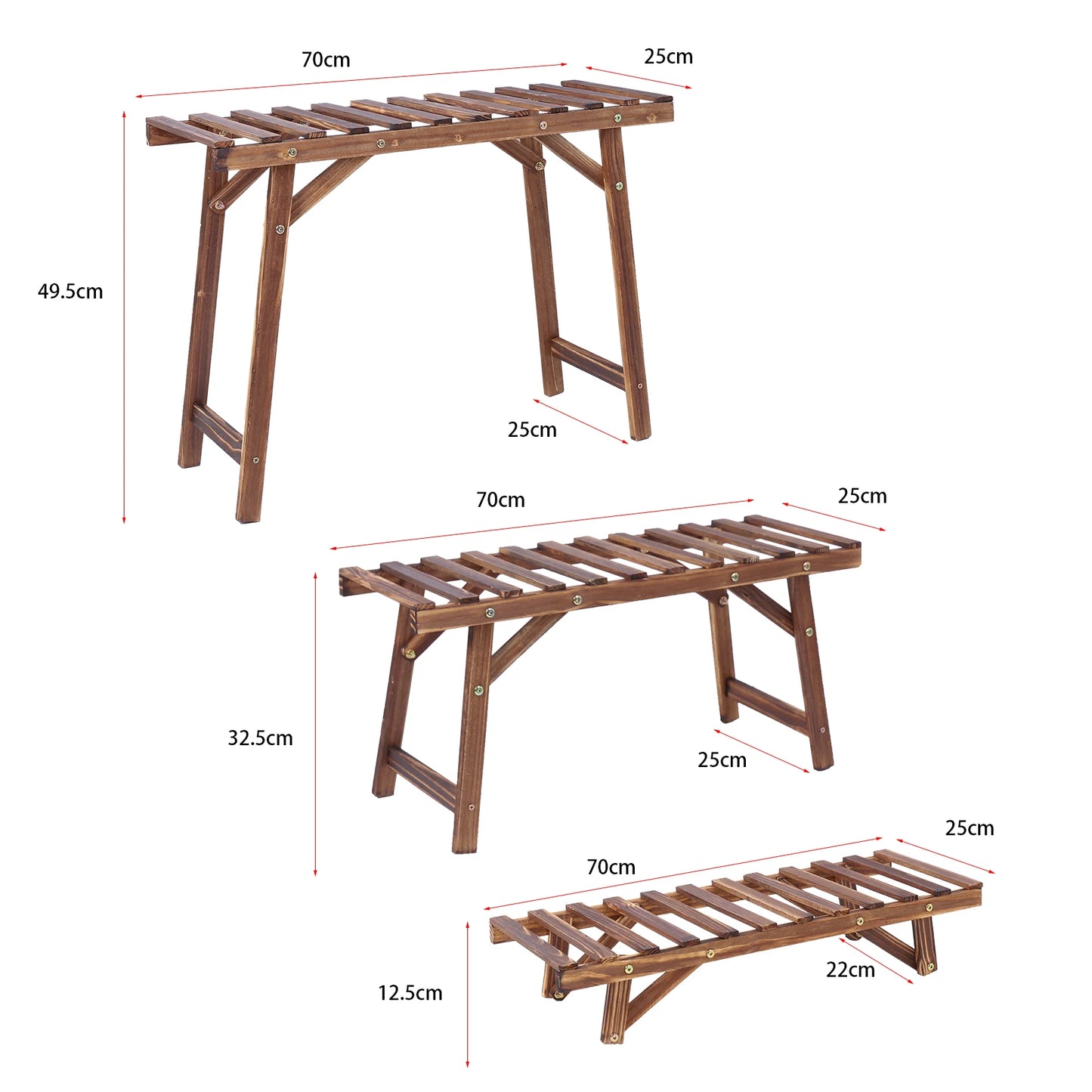 Large 3 Tier Wooden Step Ladder Stand