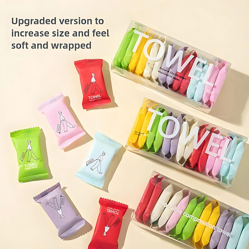 Compressed Towel Tablets - 100% Cotton Travel Essentials