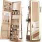 LED Mirror Jewelry Cabinet Standing, 360° Swivel