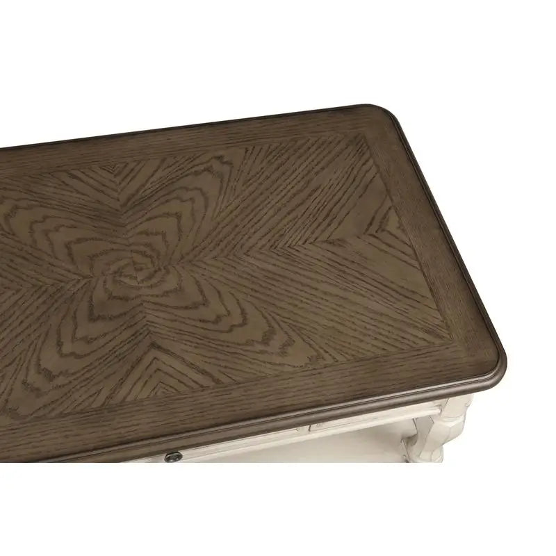 Antique White and Brown Side Table