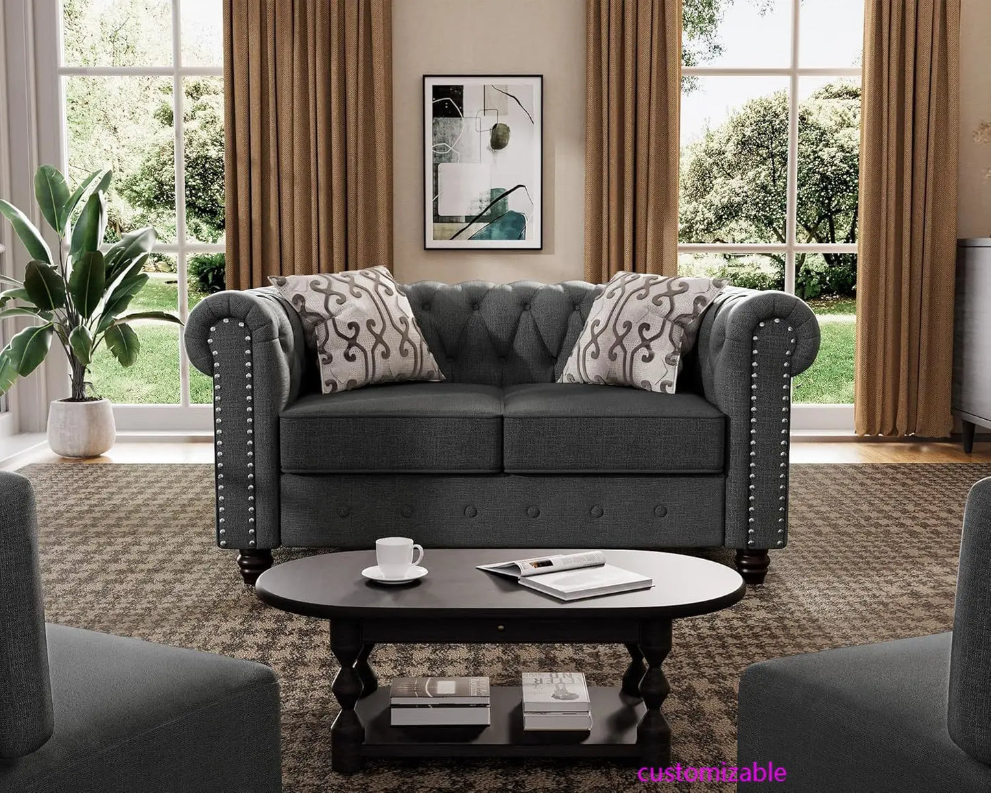 Pet-friendly 60" tufted loveseat sofa kid tested