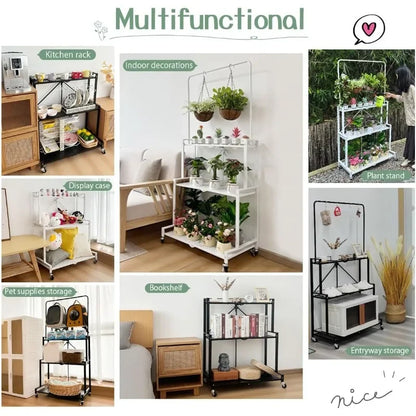 Foldable 4-Tier Plant Stand Hanging Plant Shelf