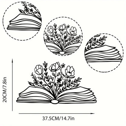 Book with Flowers Metal Wall Art