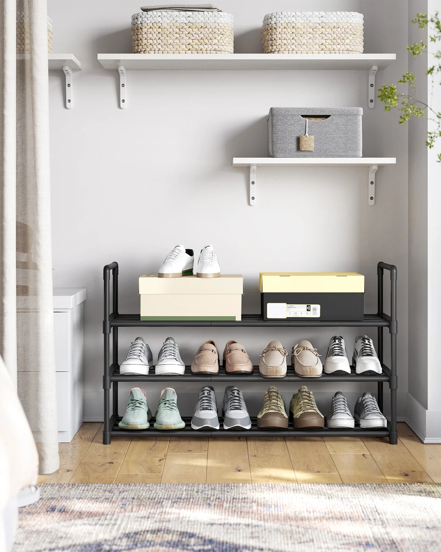 3 Tier Shoe Organizer, Metal Shoe Shelf