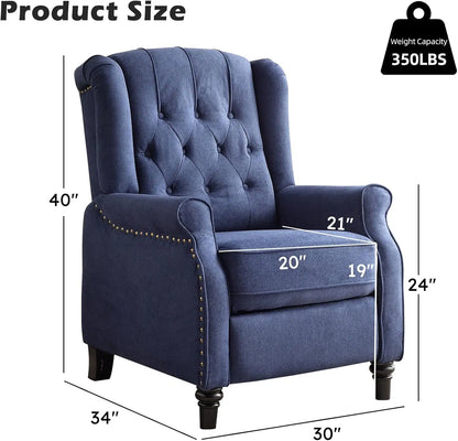 Push Back Recliner Fabric Lounge Armchair