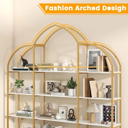 Arched Bookshelves and Bookcases with Display Shelf