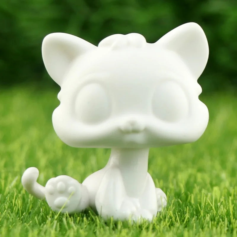 White Lovely Shorthair Cat, Collie and Husky Figurines