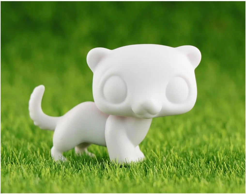 White Lovely Shorthair Cat, Collie and Husky Figurines